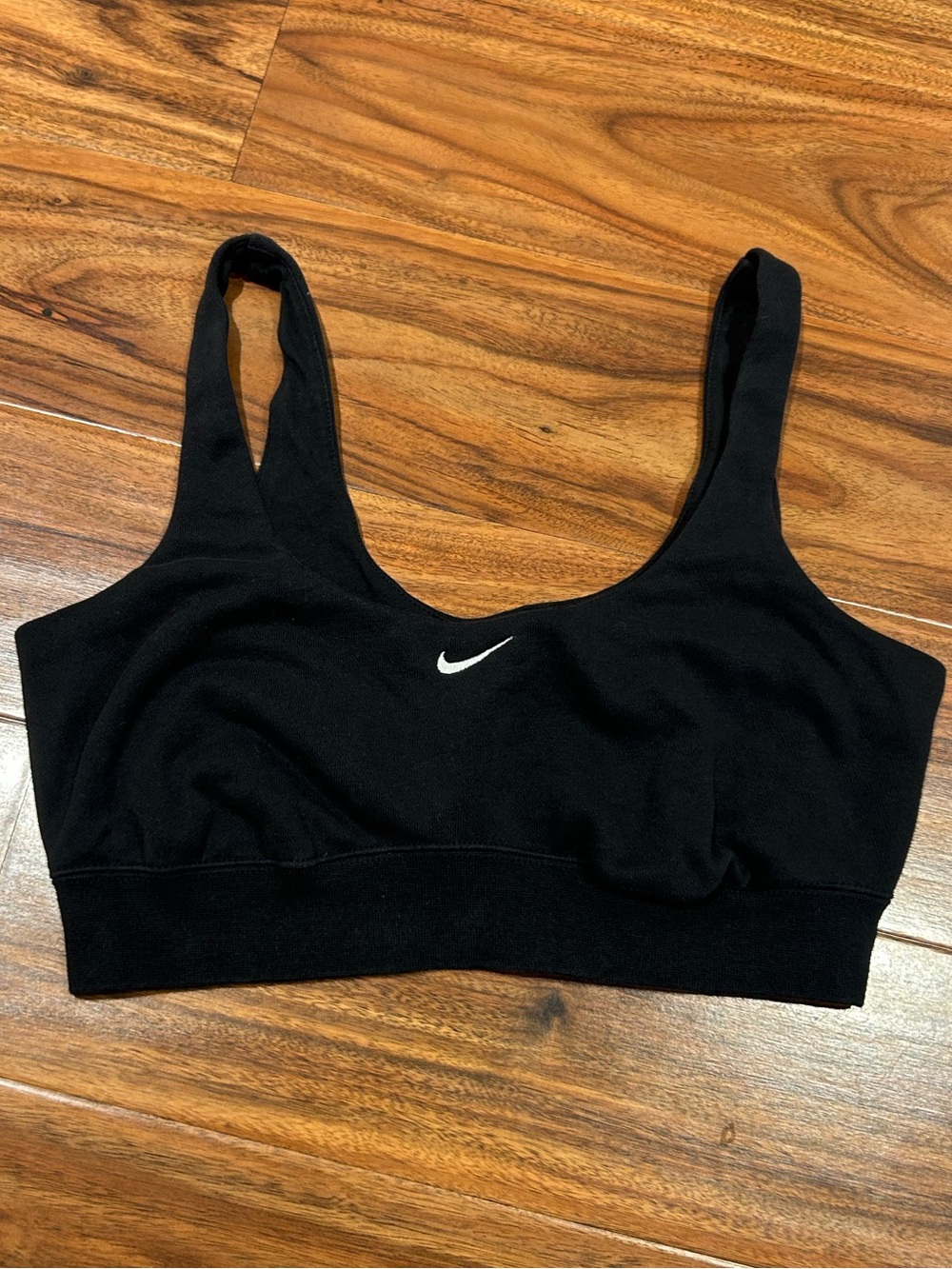 Nike black logo crop top bra top size small